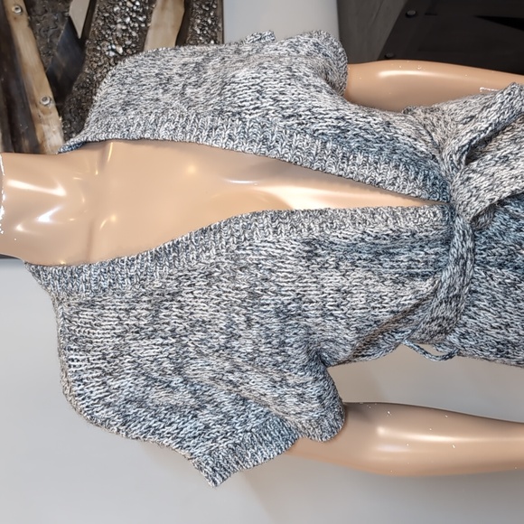Old Navy Tie Front Cardigan Sweater Short Sleeve Grey Belted Wool Knit Size XS - Picture 2 of 11